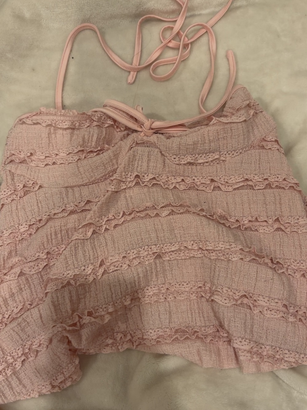 Women’s Pink Ruffle Halter Top